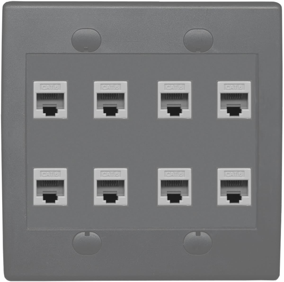 Netwerk Wandplaat - Ethernet Keystone - Bekabeling Organiseren - 8 Poorten Vlak - Dual 2 Gang - Wit