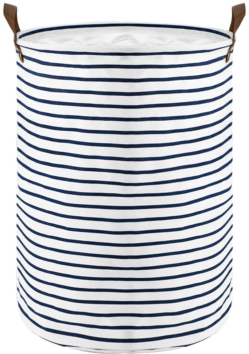 Opvouwbare ronde wasmanden van 45 cm, katoen (blauw, maat M) Wegwerpbaar