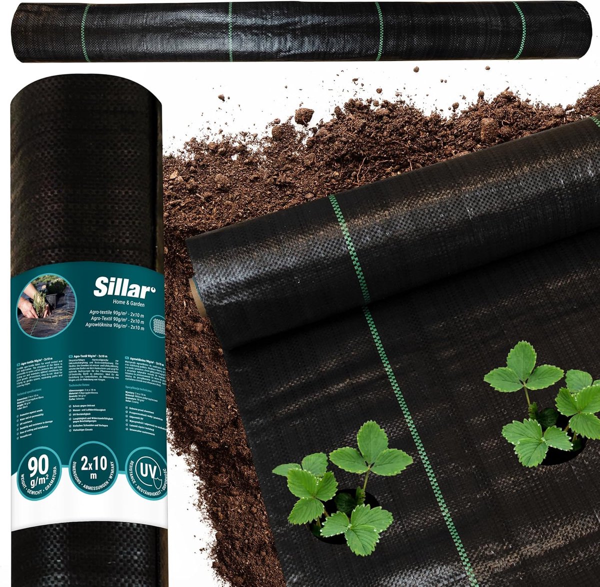 Onkruiddoek Tuin - Tuinfolie Weefsel - Onkruid Vrij Houden - Waterdoorlatend Scheurvast - 90 g/m² 2x10m