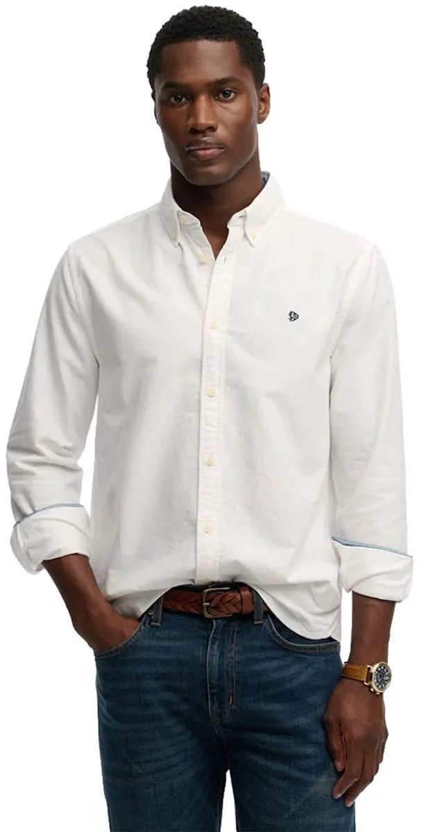 Superdry Preppy Oxford Overhemd met Lange Mouwen Heren Lange mouwen shirts Optic