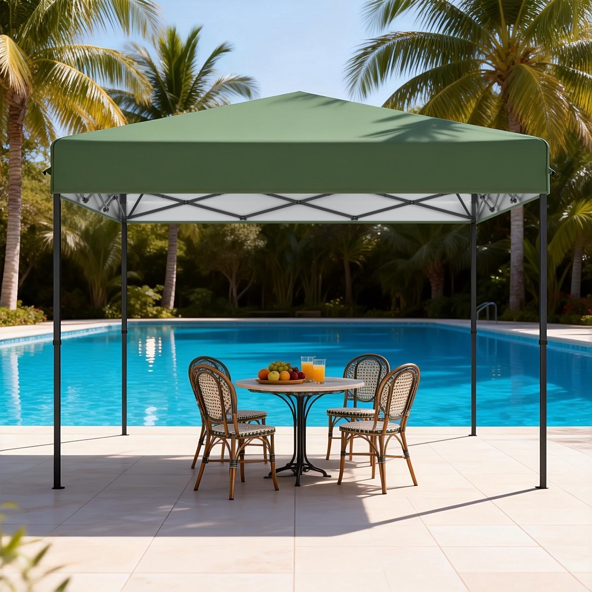 Pop-Up Paviljoen 3x3m - Waterdicht - Winterbestendig - Stabil - UV-Bescherming - Opvouwbaar Paviljoen - Stalen Frame - Partytent - Voor Tuin, Camping, Feest, Bruiloft En Binnenplaats - Hoogte Verstelbaar 240-260cm - Groen - NAIZY