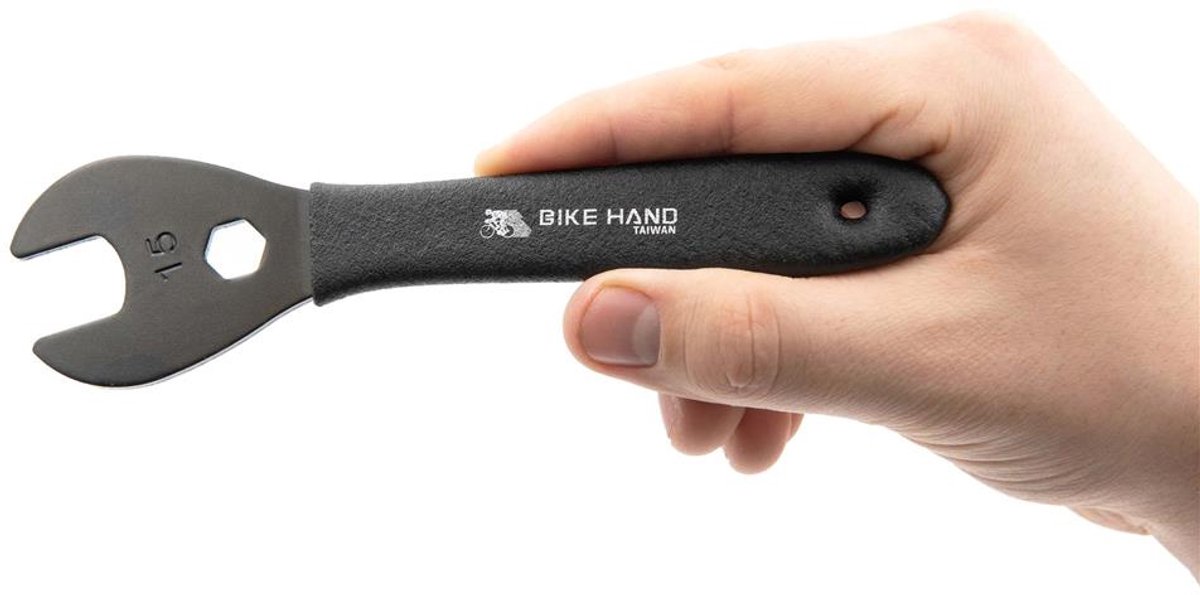 Bike Hand YC-658 Serie - Kegelmoersleutel - 15 mm - Geharde Staal - Rubberen Handgreep