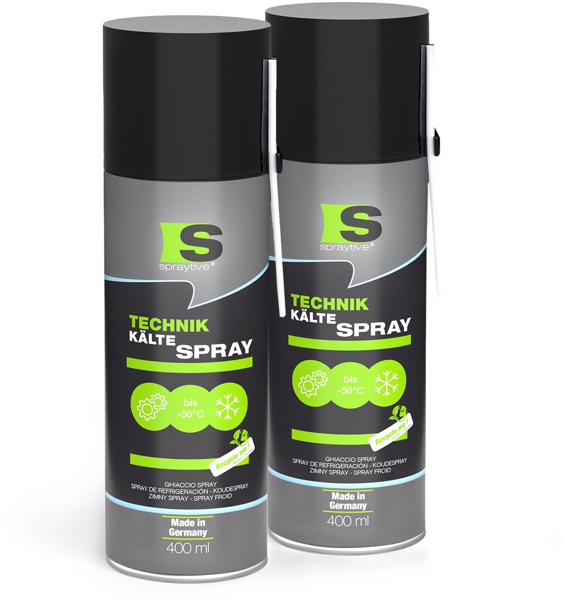 Spraytive 2x 400ml koudespray -50°C ijsspray voor elektronica foutopsporing sensortest montagehulp verdampt snel zonder residu