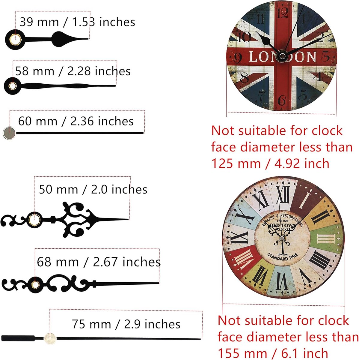 Klok uurwerk - Klok reparatie - Klokken maken - Stille beweging - 19mm schacht - Wit