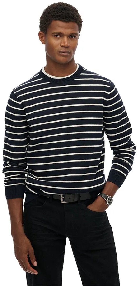 Superdry The Merchant Store Bretonse Trui Relaxed Pasvorm Heren Sweaters Marineblauw