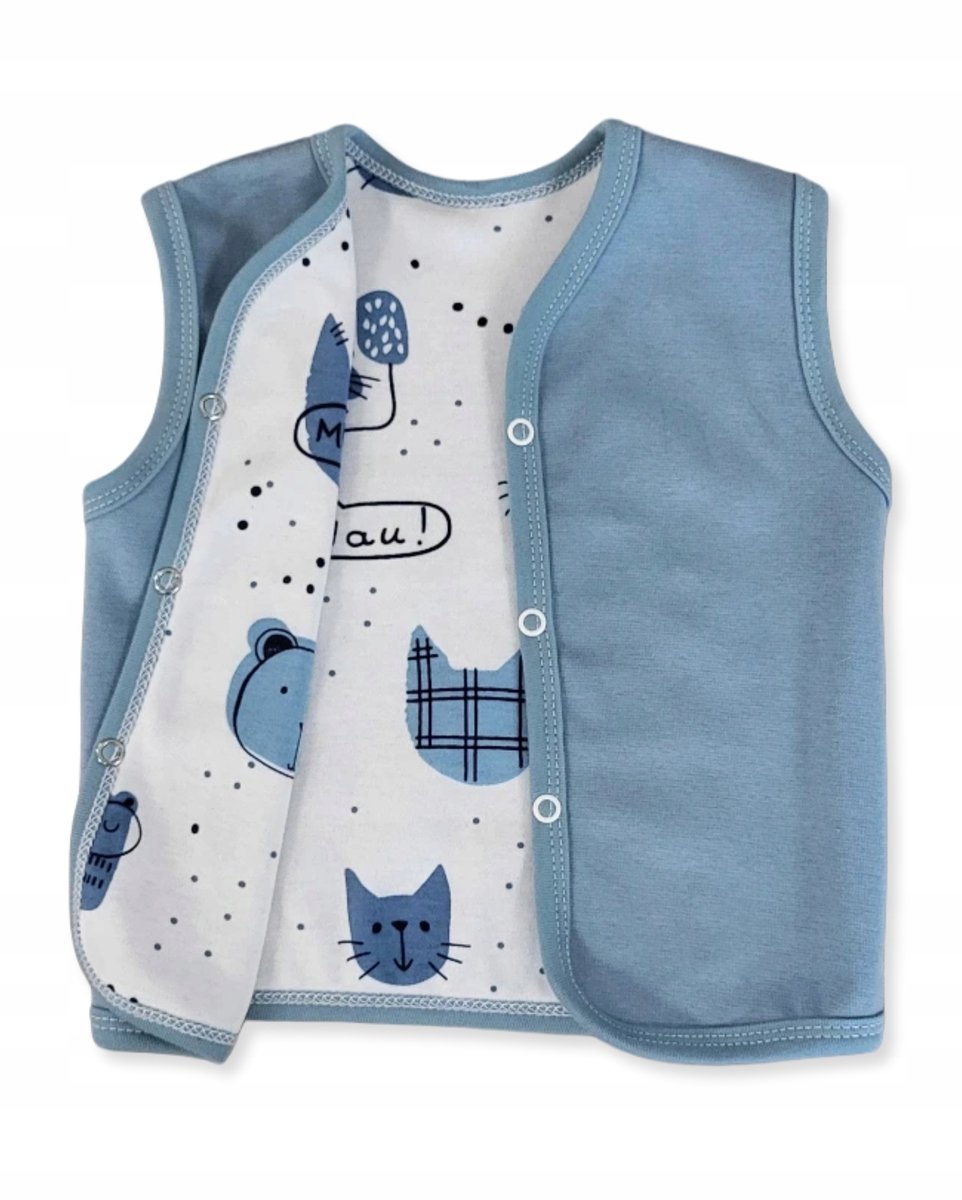 Dartomik - Kinderkatoenen Gilet - Tweelaags - Blauw - Onbreekbare Sluiting