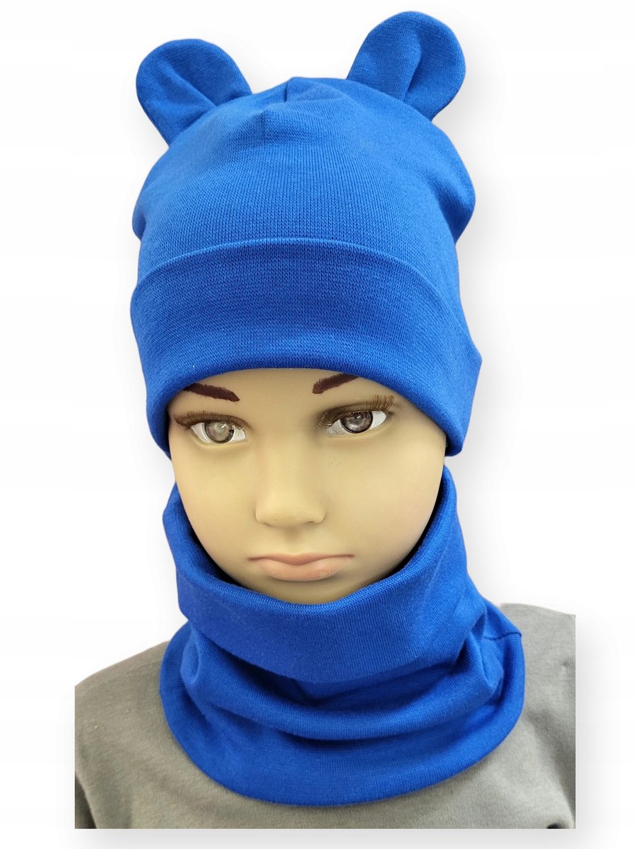 Dartomik - Kinder Set - Blauwe Muts met Oren - Binnenvoering - Maat 52-56