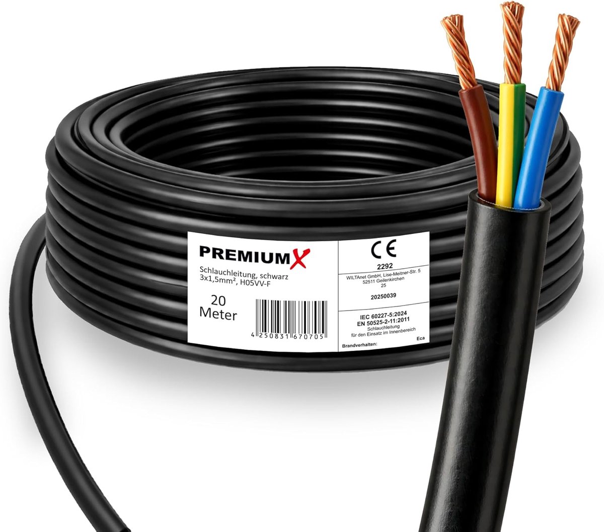 Flexibele Stroomkabel - PVC Aansluitkabel - Huishoudelijke Apparaten - Fijndradige Koperen Geleider - 20 Meter - Zwart