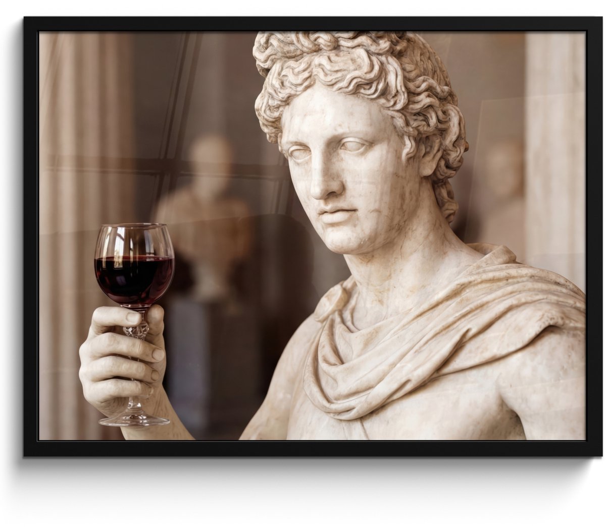 FrameYourWall Poster in lijst - Fotolijst 80x60 cm - Posters - Klassiek - Marmer - Wijn - Posterlijst zwart - Decoratie - Wanddecoratie woonkamer - Muurdecoratie slaapkamer