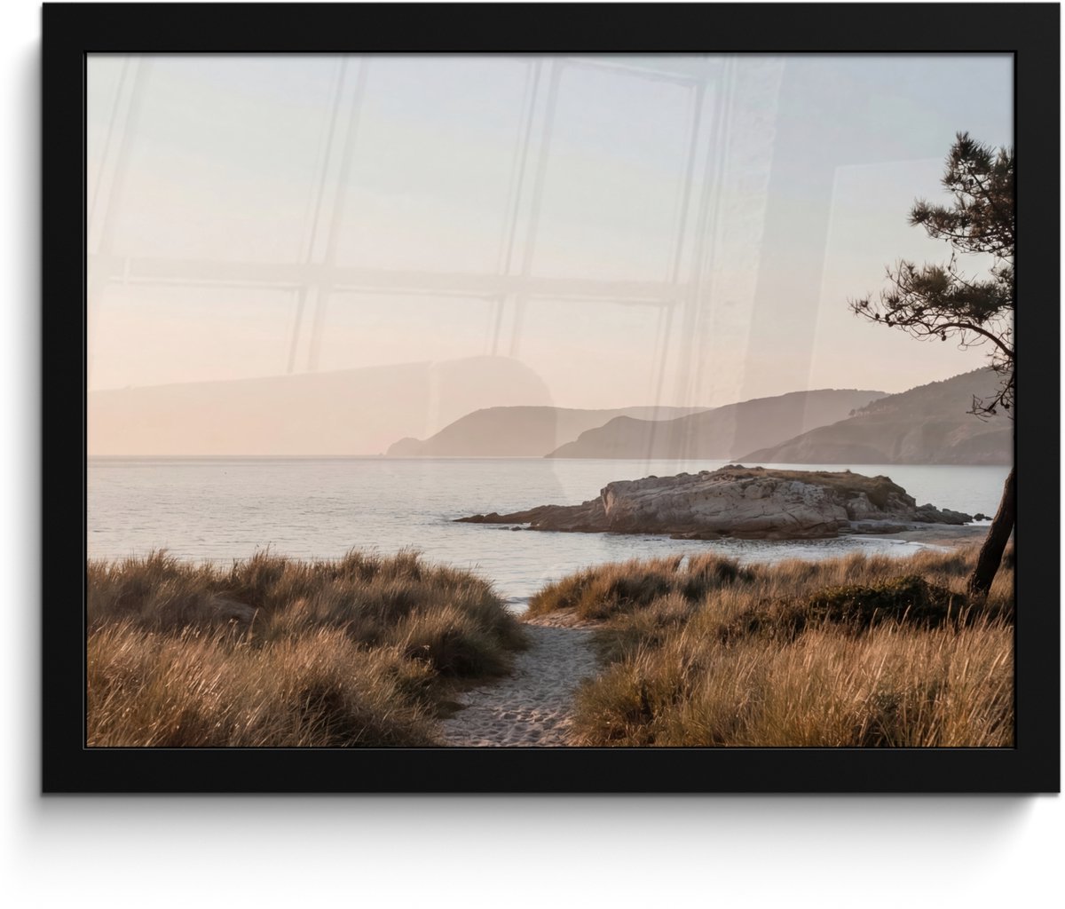 FrameYourWall Poster in lijst - Fotolijst 40x30 cm - Posters - Landschap - Kust - Duinen - Posterlijst zwart - Decoratie - Wanddecoratie woonkamer - Muurdecoratie slaapkamer