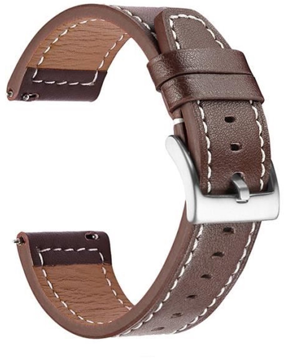 Vintage leren bandje, bruine gesp, unisex verwisselbaar bandje, 22 mm