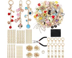 325-delige sleutelhanger-maakset - sleutelhanger-maakset - handgemaakte hangerset - sieradenknutselbenodigdheden - doe-het-zelf kralen- en hangerset - doe-het-zelf sieradenaccessoires - voor sleutelhanger en sieraden maken