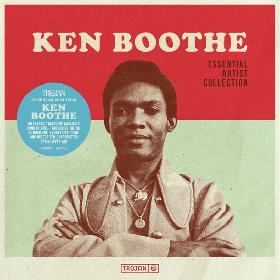 Ken Boothe Essential Artist Collection albumhoes met een portret van Ken Boothe in een lichtbruine jas en gouden kettingen.