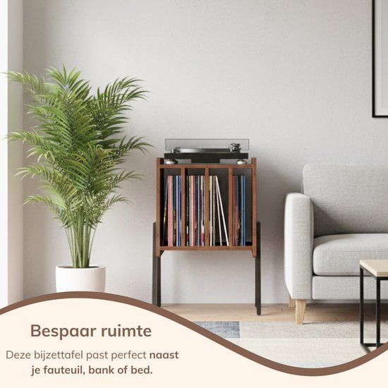 ACAZA LP Opbergsysteem - LP Houder - Vintage Bruin - 45 x 30 x 66 cm (L x B x H) - Vinyl Opbergsysteem - Platenspeler Meubel - Platenkast - Platenhouder - 72 Platen — afbeelding 4