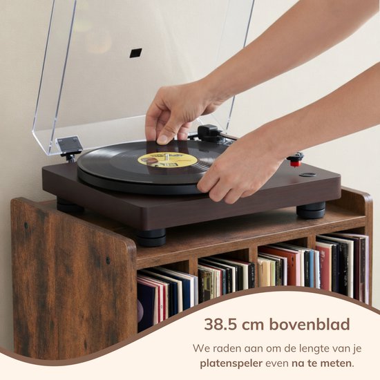 ACAZA LP Opbergsysteem - LP Houder - Vintage Bruin - 45 x 30 x 66 cm (L x B x H) - Vinyl Opbergsysteem - Platenspeler Meubel - Platenkast - Platenhouder - 72 Platen — afbeelding 3