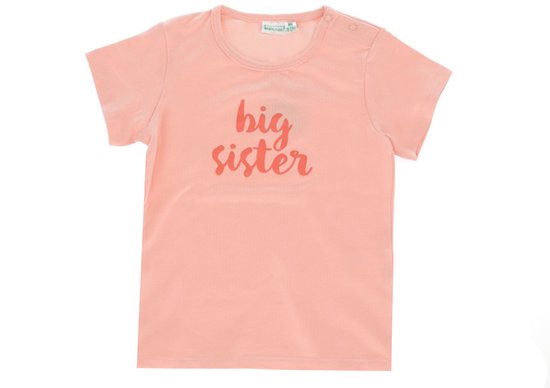 Babylook T-Shirt Big Sister - Maat 80 - Peach Bud
