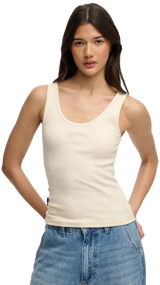 Superdry Essential Logo Scoop Mouwloos T-shirt M Vrouw Wit