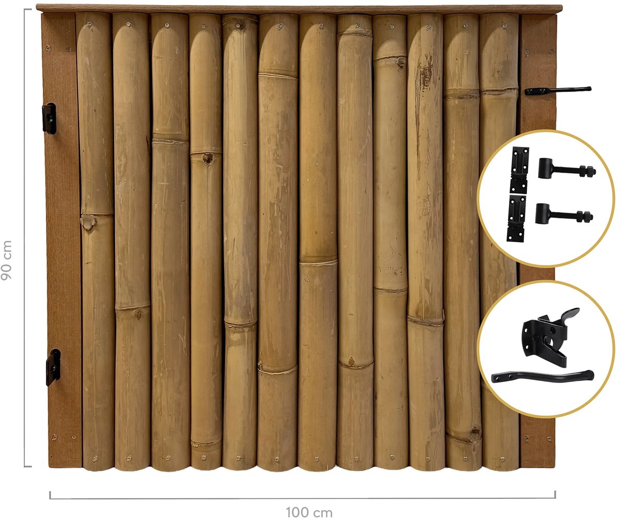 Masters of Bamboo® Bamboe Tuinpoortje Giant - 100 x 90 cm - Naturel - Linksdraaiend