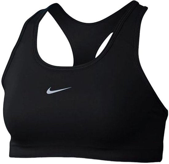 Zwarte Nike sportbeha met racerback en wit Nike logo.
