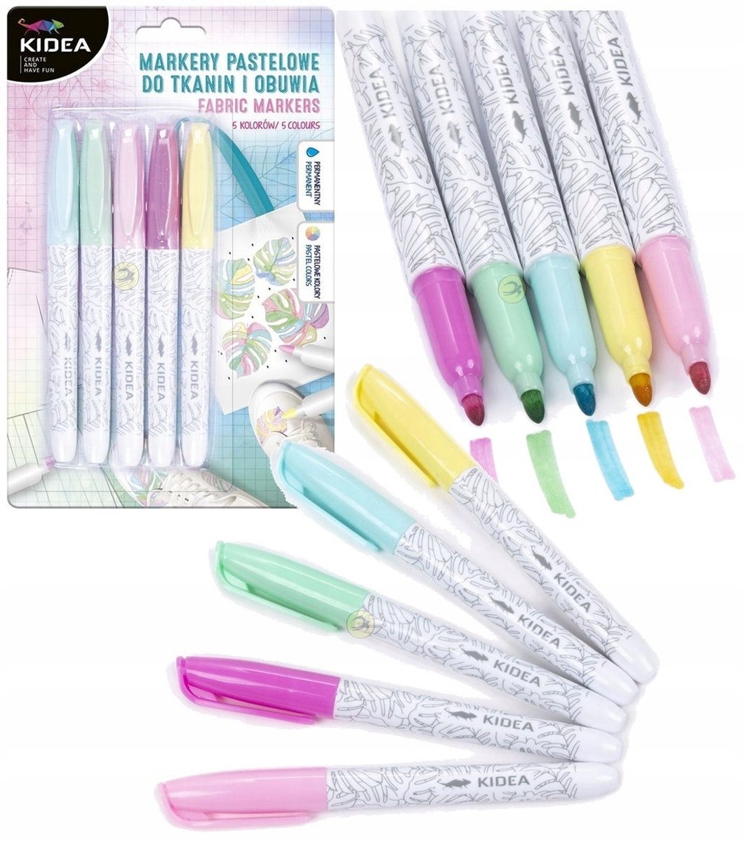 Pastel Markers voor Kleding, Schoenen & Textiel - 5 Kleuren