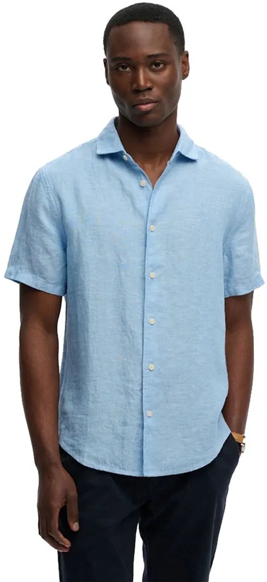 Superdry Riviera Linen Overhemd Met Korte Mouwen 3XL Man Blauw