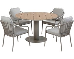 Tuinset Parijs/Tower | 4 personen | Rond 120 cm | Rope & Tecon Teak