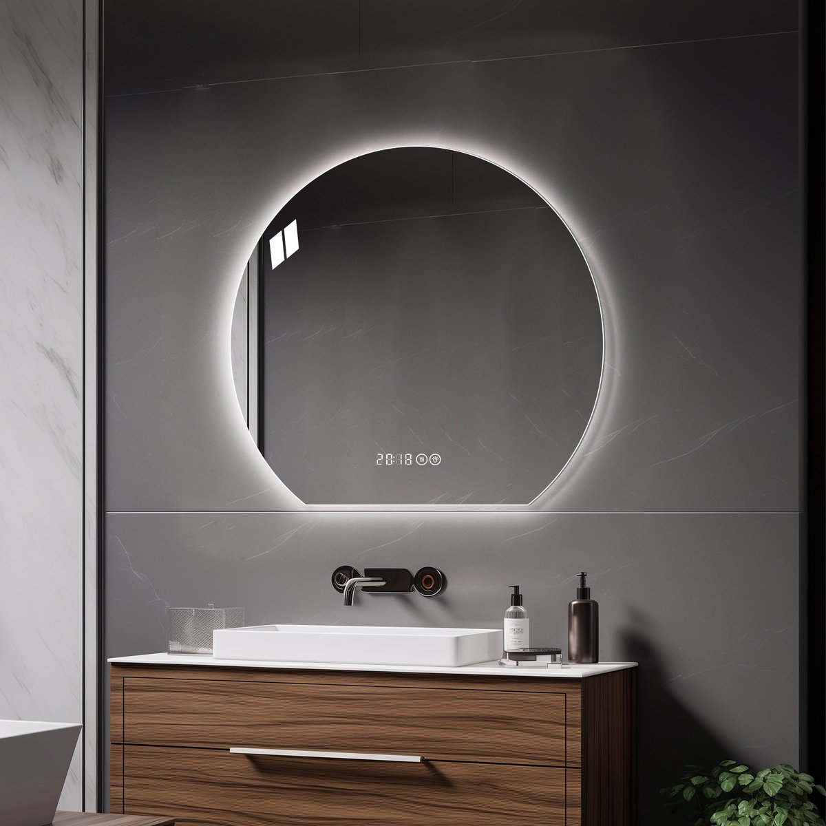 Wishdor Badkamerspiegel - Met Verlichting En Anti-Condens - Modern - Glas En Metaal - Zilver