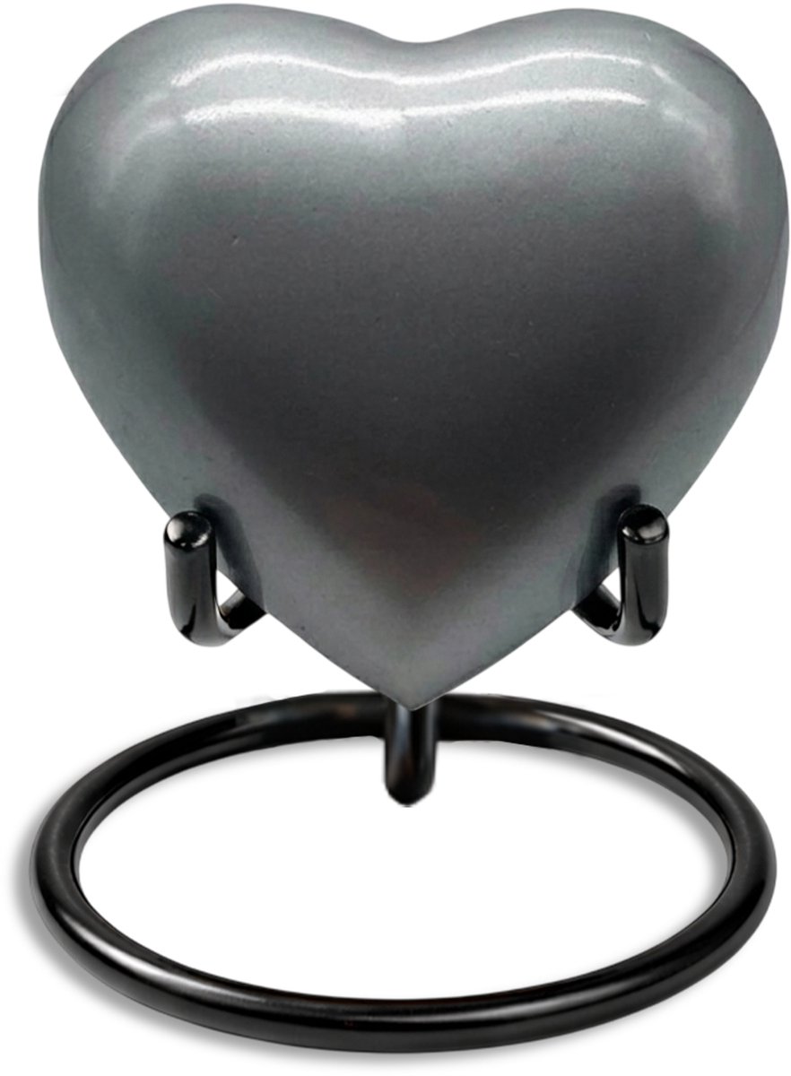 Akerz Mini Urn - zilver - Hart - Aluminium - Inclusief Standaard - Graveerbaar - 80ml