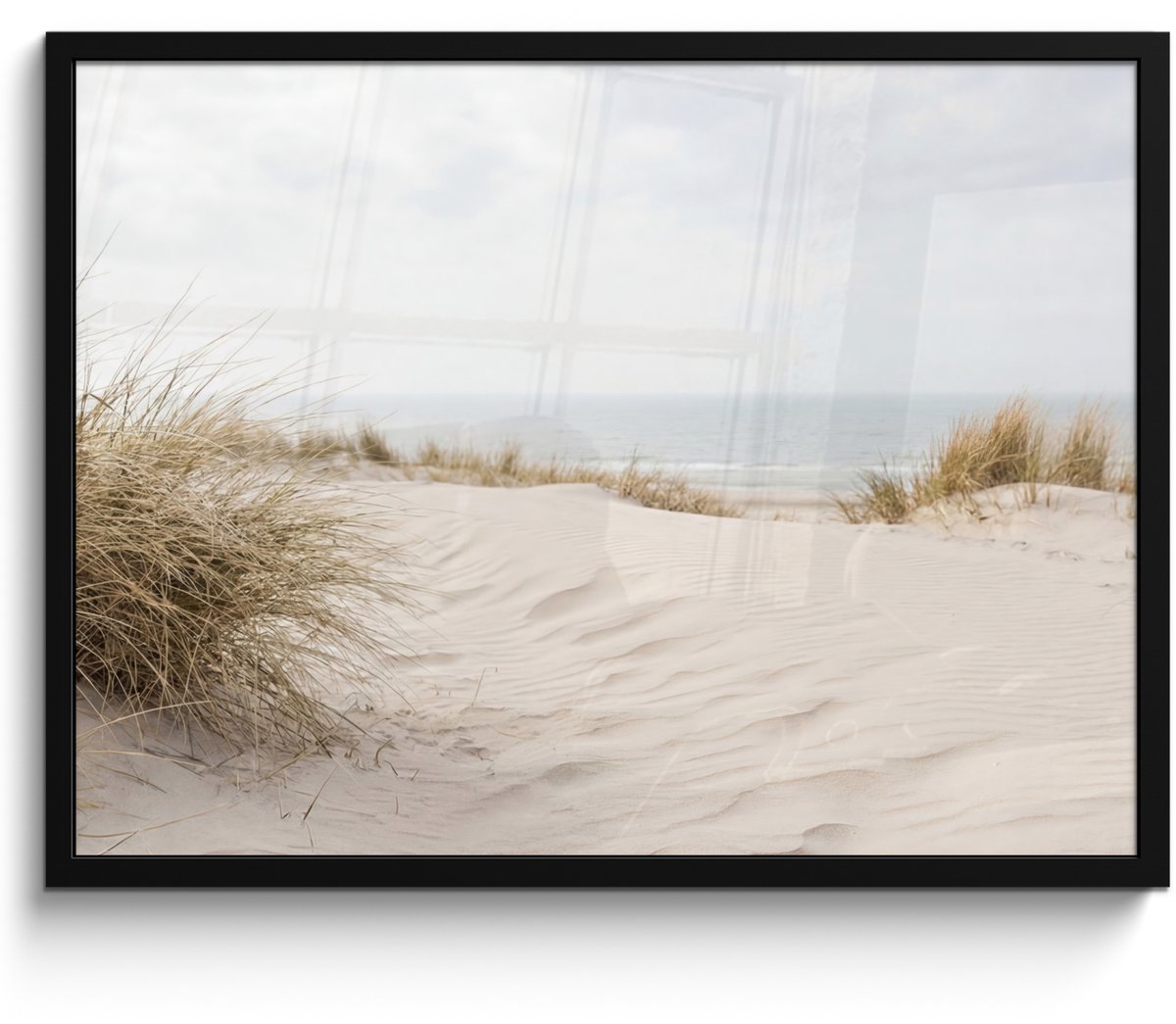 FrameYourWall Poster in lijst - Fotolijst 70x50 cm - Posters - Wolken - Duinlandschap - Zand - Posterlijst zwart - Decoratie - Wanddecoratie woonkamer - Muurdecoratie slaapkamer