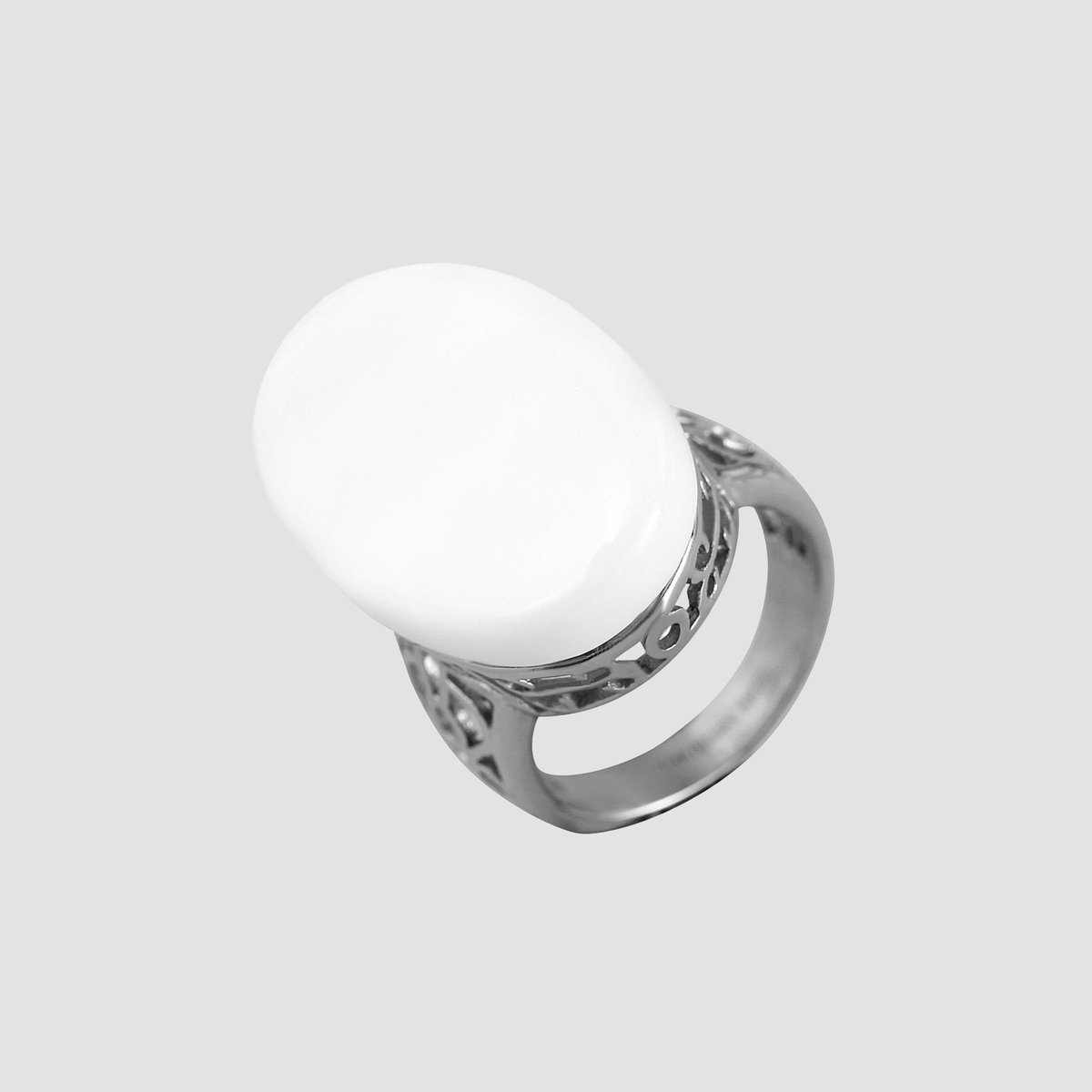 AKZENT Accent damesring Wanja van roestvrij staal wit glas steen zilverkleurig maat 52-62