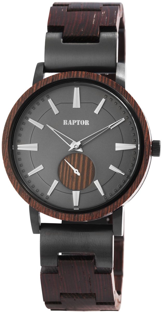 Raptor Herenhorloge van roestvrij staal Birdy Raptor herenhorloge "Birdy" van roestvrij staal met hout en