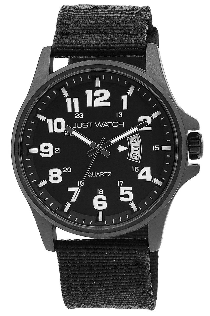 JUST WATCH Herenhorloge nylon Caius Just Watch herenhorloge "Caius" met nylon band, datumweergave,
