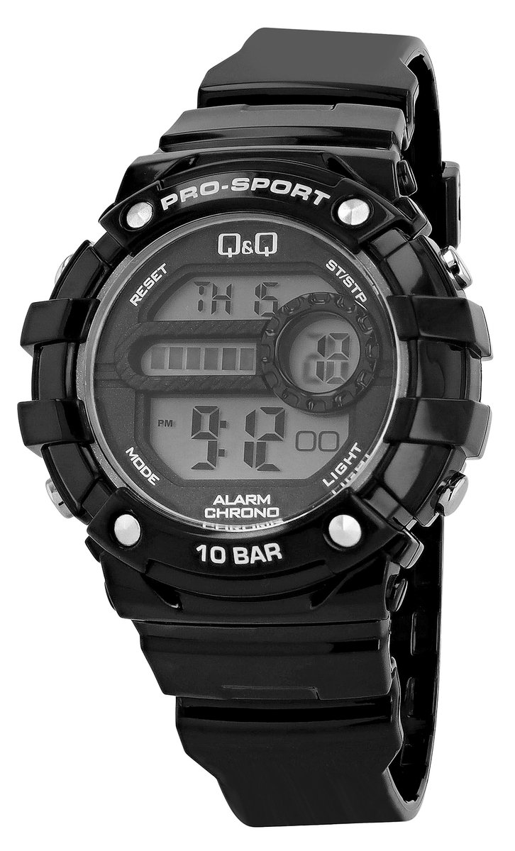 QQ M154J002 digitaal horloge 40 mm 100 meter zwart