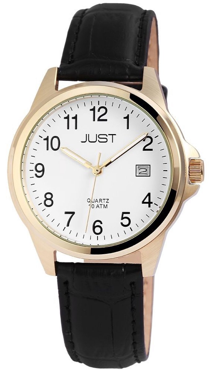 JUST Herenhorloge van echt leer Troy Just herenhorloge van echt leer, 3 wijzers, datumweergave