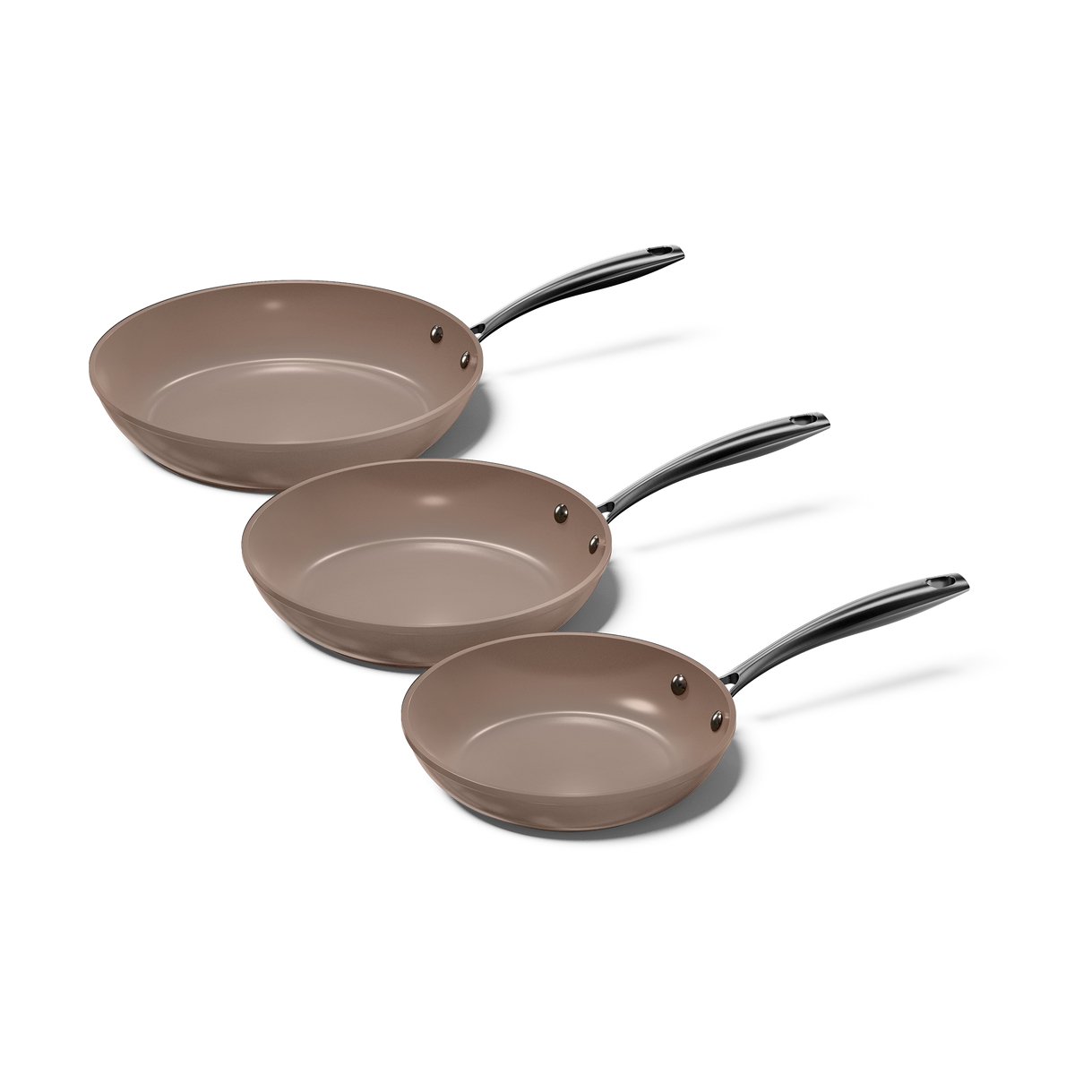 Cook & Pan - Taupe of Mind Koekenpannenset 3-delig - PFAS vrij - Inductie Keramisch - Non stick - 7 jaar garantie - Taupe