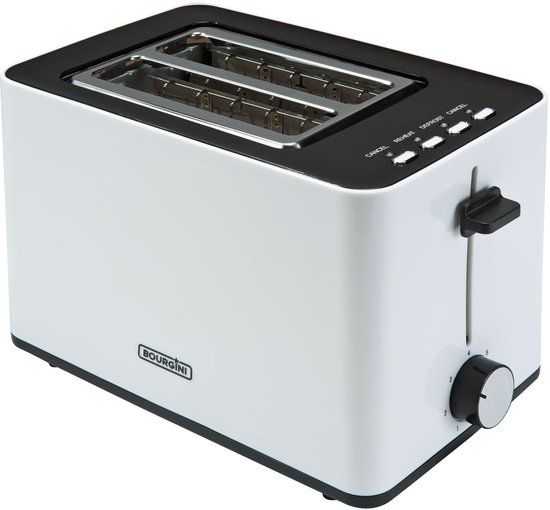 Bourgini Tosti Toaster - Broodrooster met Tostiklemmen - Wit - Extra brede sleuf geschikt voor 2 tosti's - Instelbare bruiningsstand en ontdooifunctie