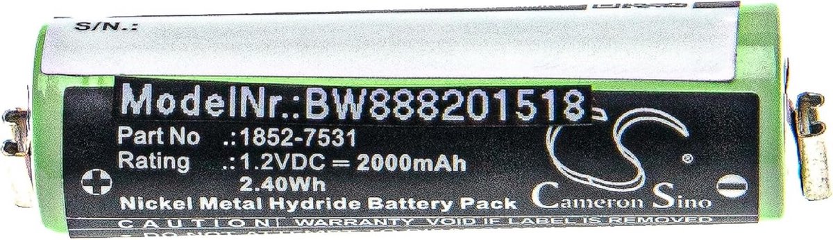 Oplaadbare Accu Vervanging voor Scheerapparaat en Trimmer (2000mAh, 1.2V, NiMH)