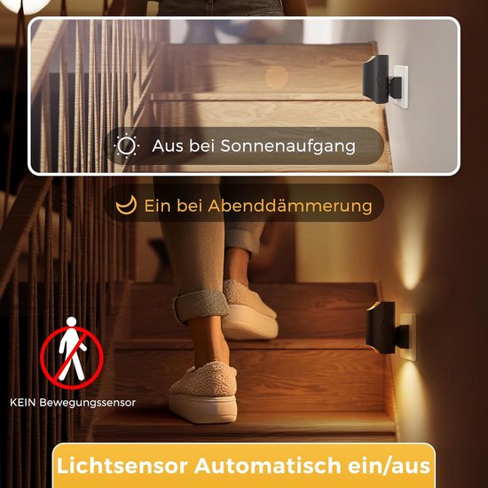 Dimbare Nachtlampje met Schemersensor - Automatisch Aan/Uit - Warm Wit Stekkerlamp voor Gang, Slaapkamer en Trap van Merkloos — afbeelding 3