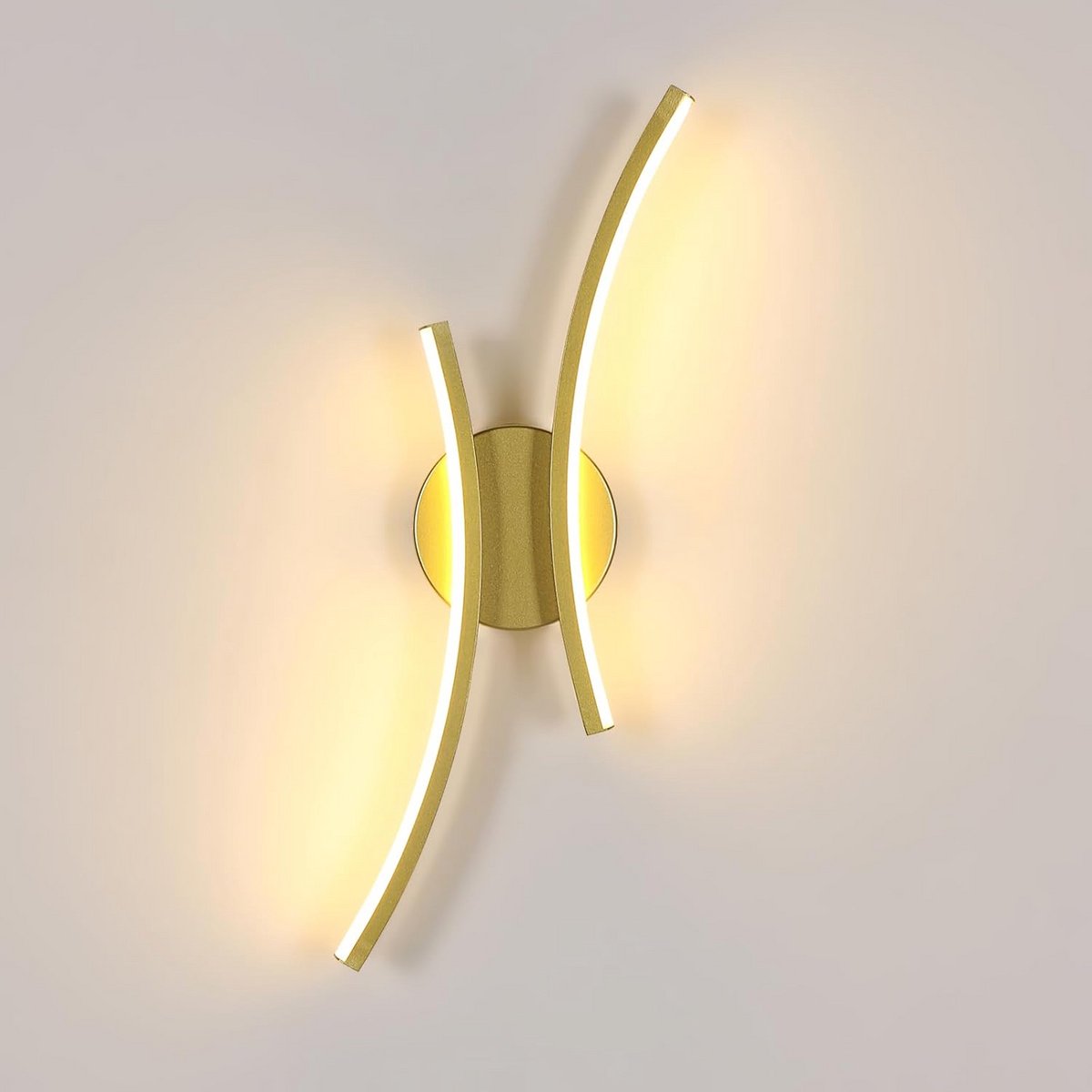 Moderne LED Wandlamp Goud - 20W Warm Wit (3000K) - Hoge Lichtopbrengst 2250LM - Sfeervolle Verlichting voor Hal, Slaapkamer en Woonkamer