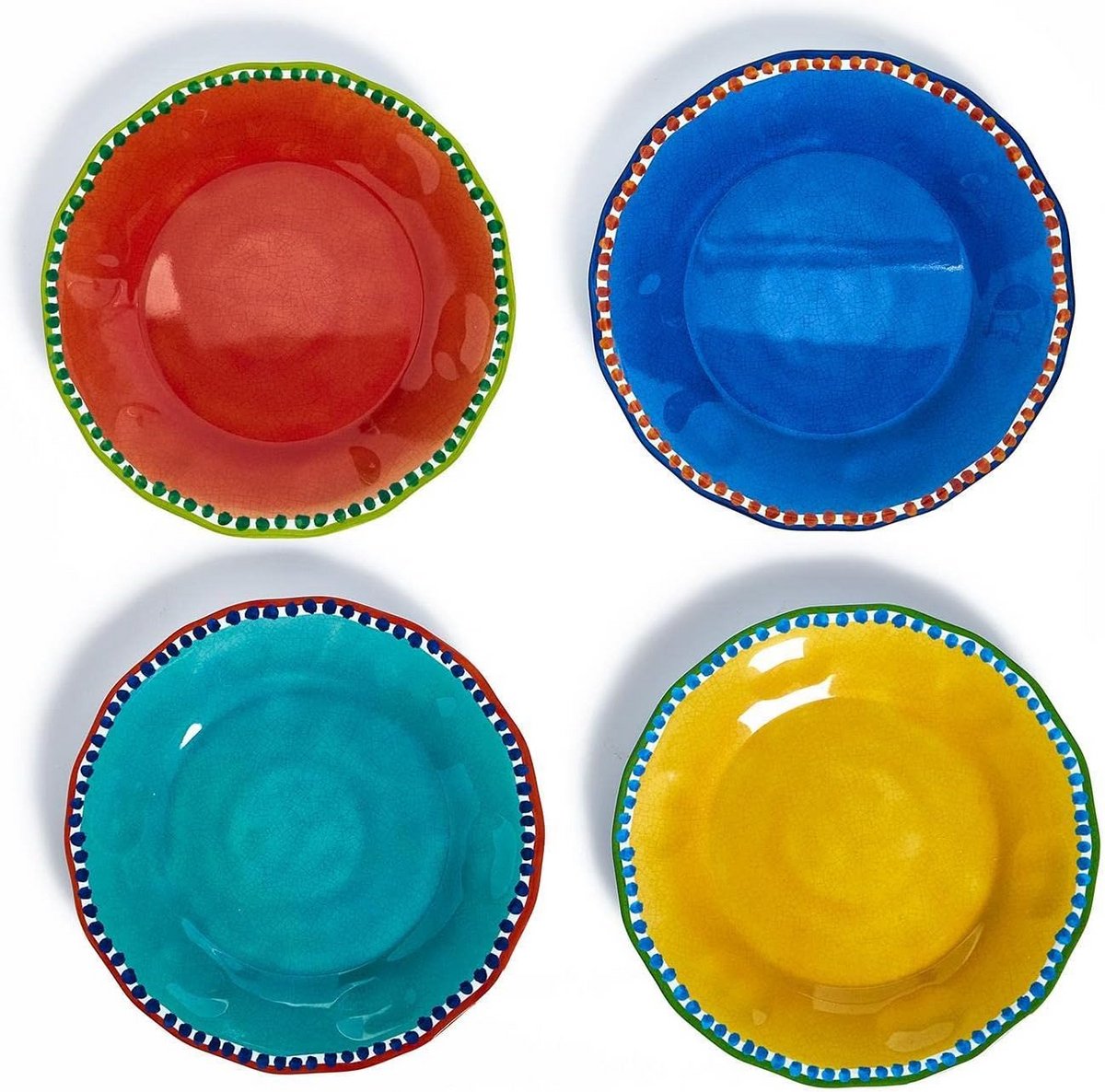 Set van 4 Melamine Diner Borden - Mix & Match Kleuren & Onbreekbaar