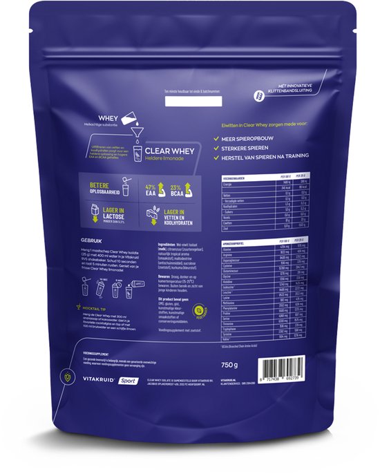 Vitakruid Clear Whey Isolate - tropical — afbeelding 2