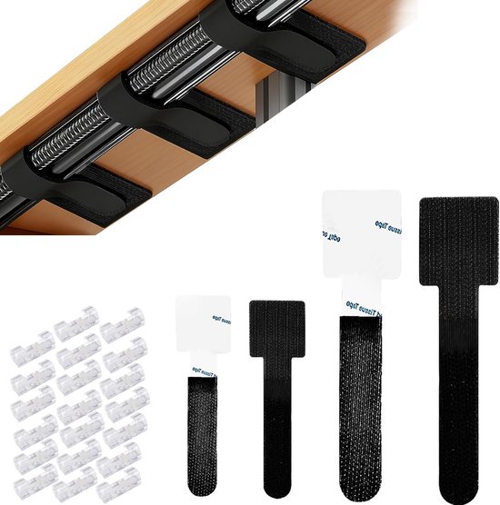 40 Verstelbare Kabelbinders en Clips voor Kabelmanagement onder Bureau