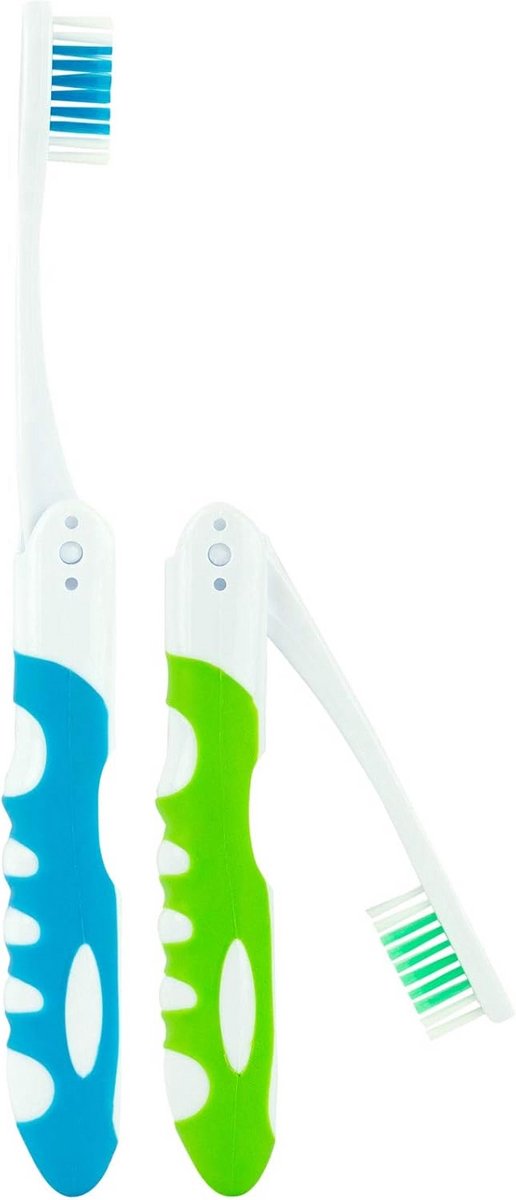 Reis Tandenborstel Set - Inklapbaar & Compact - 2 Stuks met Medium Borstels