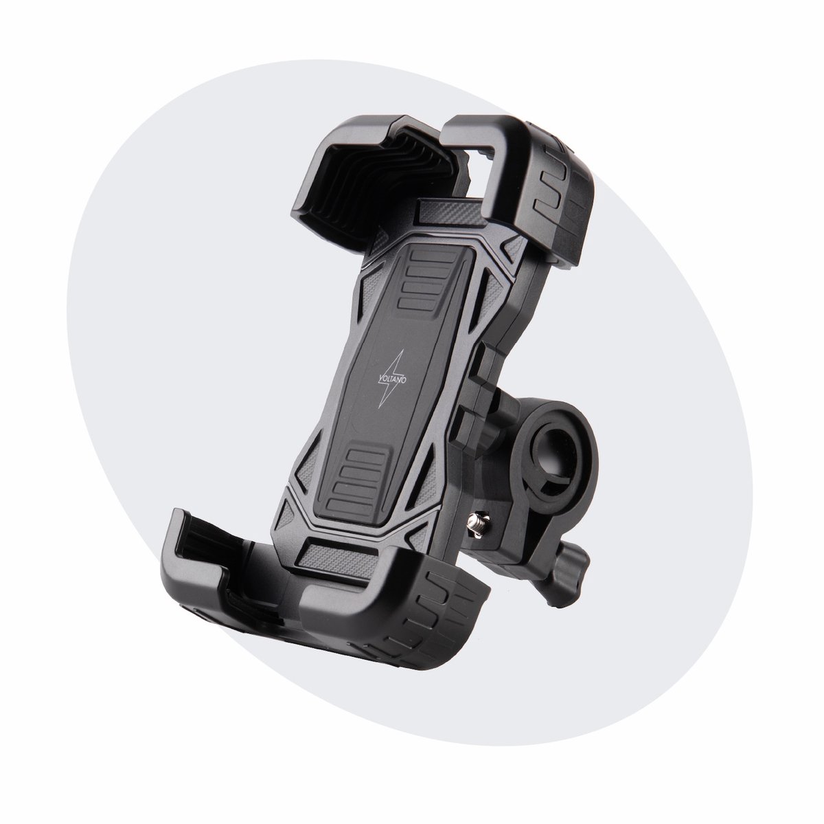 Voltano Strong Universele Telefoonhouder Fiets, Motor, Scooter - Zwart - Stevige Grip Op Alle Hoeken - 360 Graden Draaibaar - Smartphone GSM Mobiel Houder - Phone Holder Bike