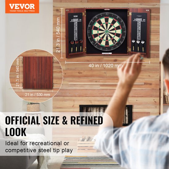 VEVOR dartkastenset officieel dartbord MDF darts 45x3,8cm 6 darts van vevor — afbeelding 3