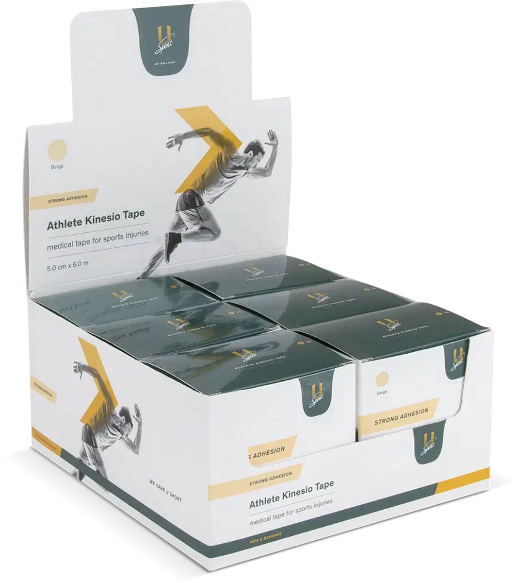 U-Sport Athlete Kinesio Tape - Elastische Sporttape - Waterbestendig & Ademend - Kinesiotape - Medische Kwaliteit - 6 Stuks - Zwart