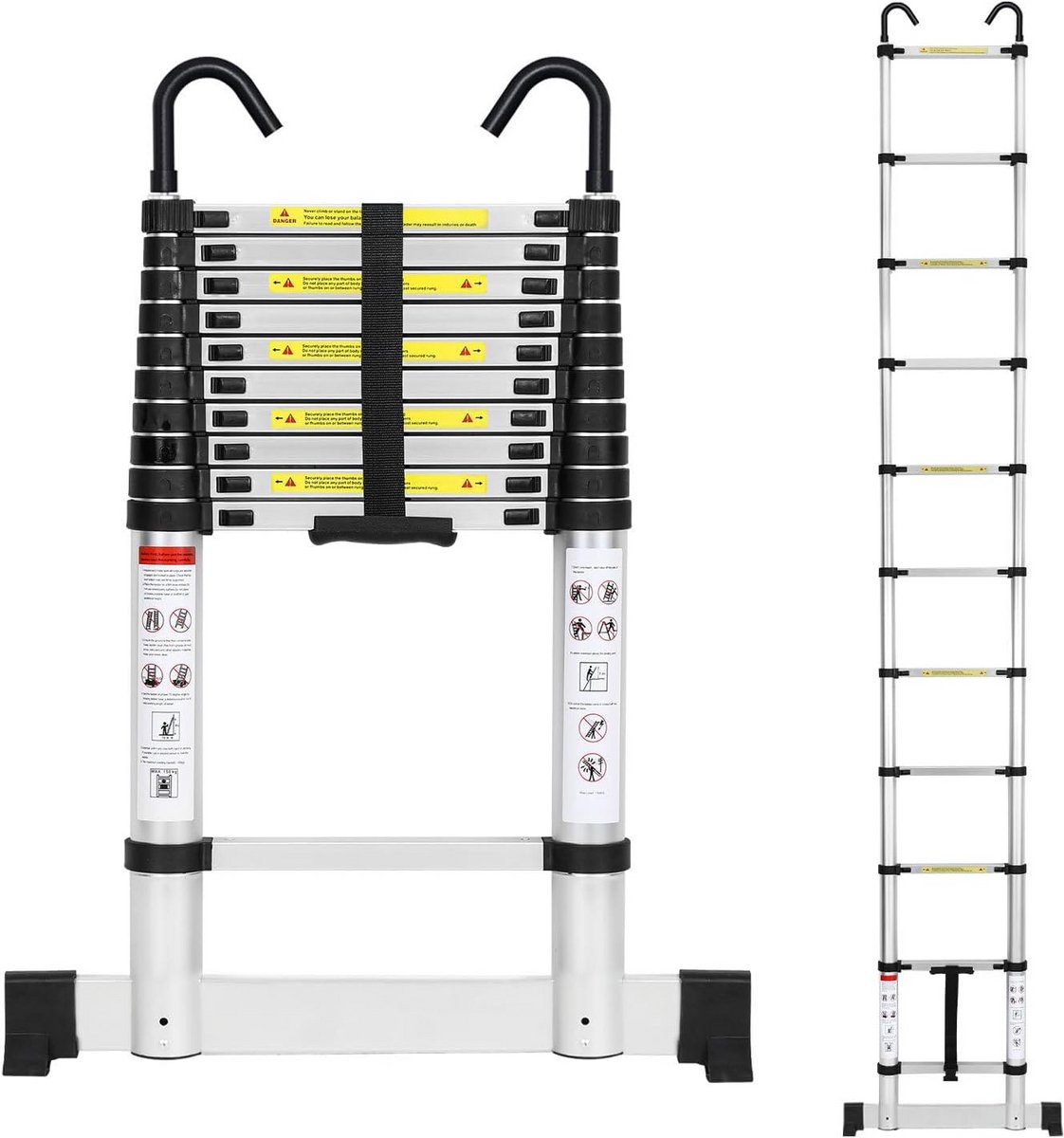 Telescopische Ladder - Uitschuifbare Ladder - Veilig Klussen - Met Stabilisator - 3.2 Meter - Zilver