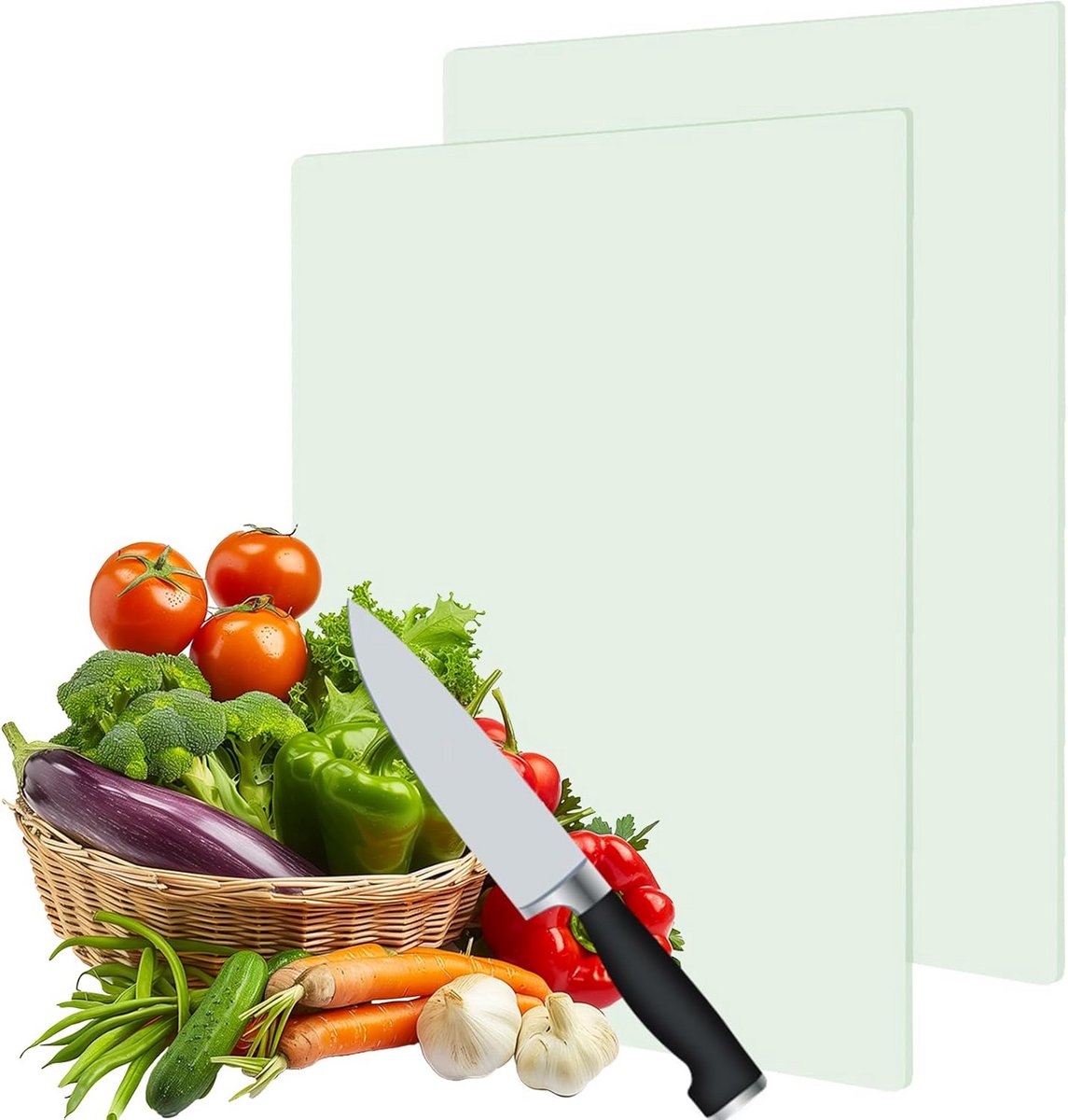 Set van 2 Glazen Snijplanken 40x30 cm Hittebestendig Antislip