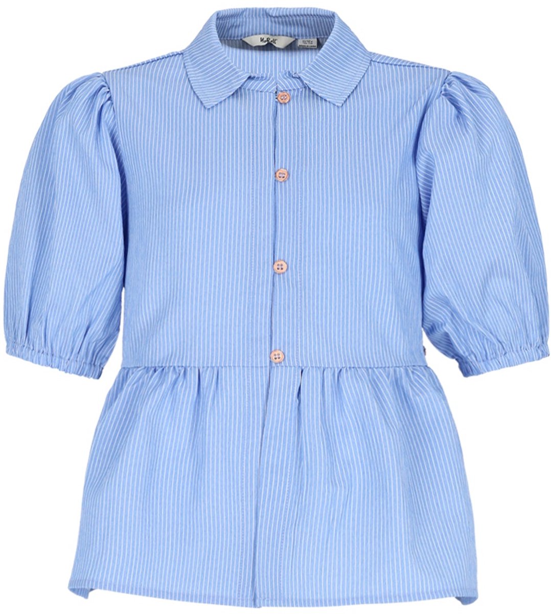 NoBell' - Tiggs Sttiped Blouse puff sleeve - Azure Blue - Maat 122-128