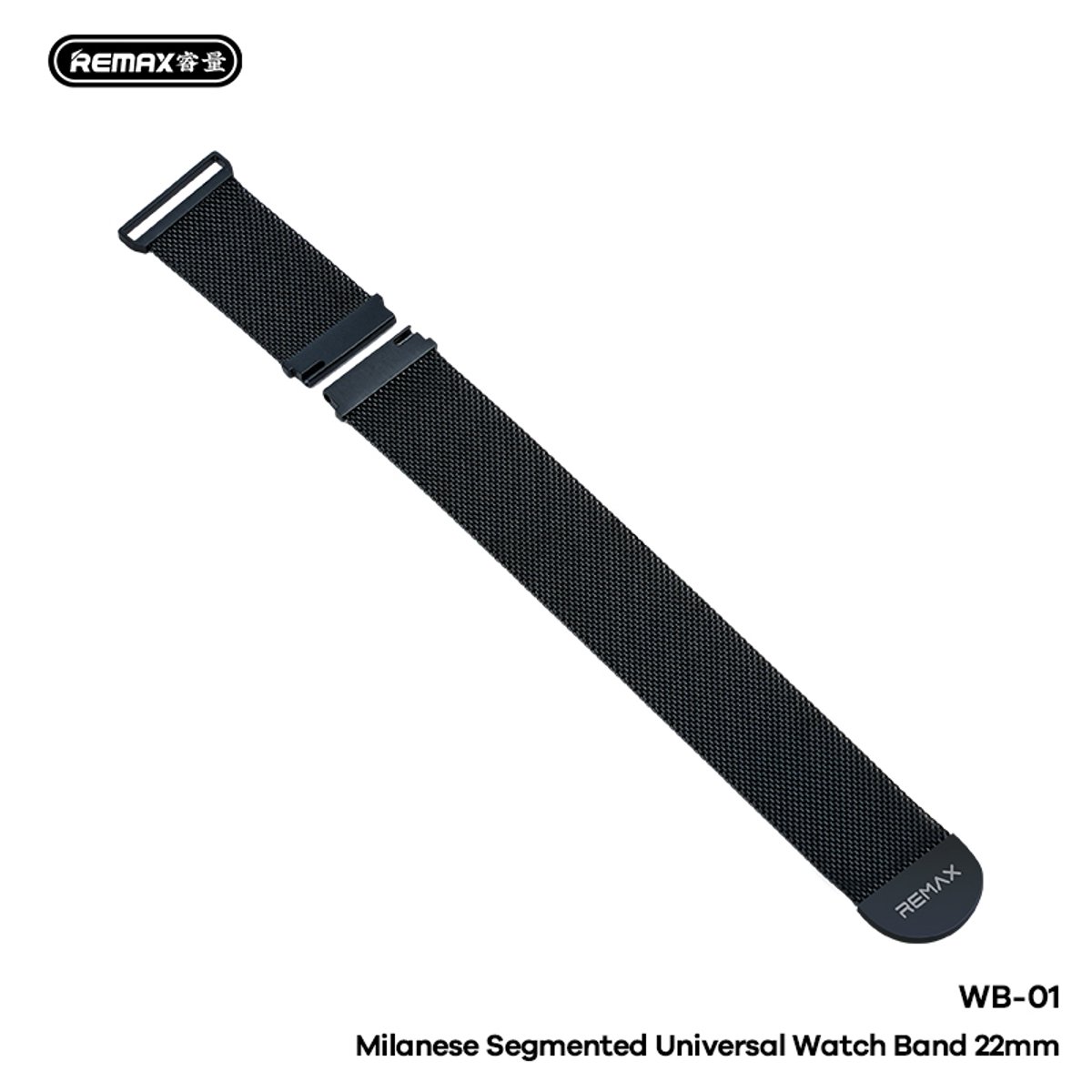 Remax WB-01 - Horlogebandje 22mm - Universeel - Milanees - Zwart